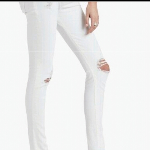 NWT Lucky Brand Brook Straight Mid Rise Slim Fit Distressed white Jeans … - Picture 1 of 16